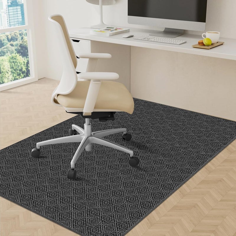 KMAT Office Chair Mat, 45x53in Heavy Duty Hardwood/Tile Floor Protector, Floor Mat Computer Desk Mat for Rolling Chairs, Work, Study, Office, Black - Image 1